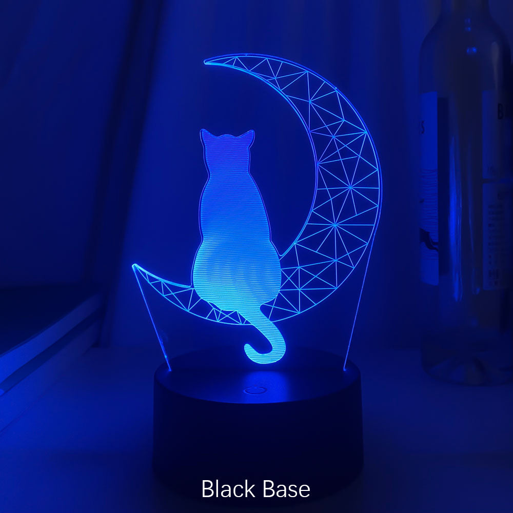 3D Cat Moon Acrylic LED Light