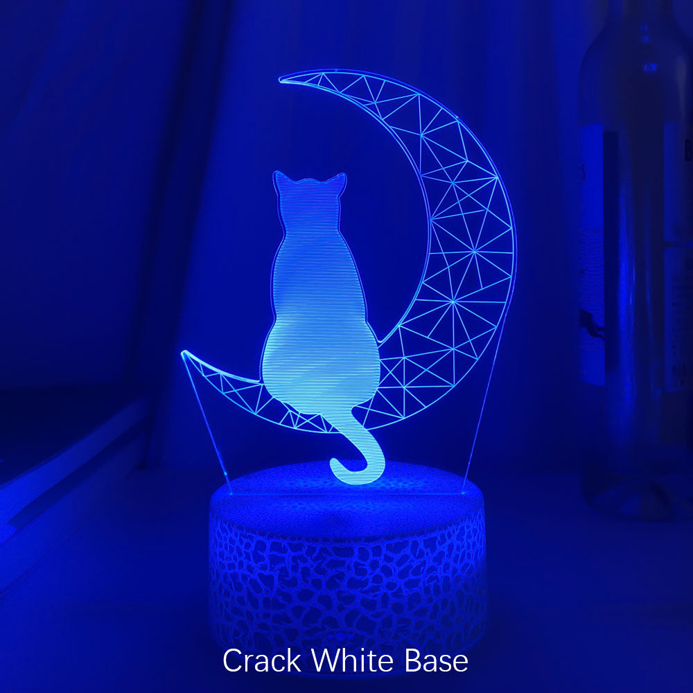 3D Cat Moon Acrylic LED Light