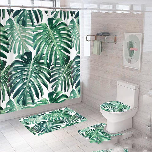 Tropical Rainforest Leaf Printed Shower Curtain (3 Styles)