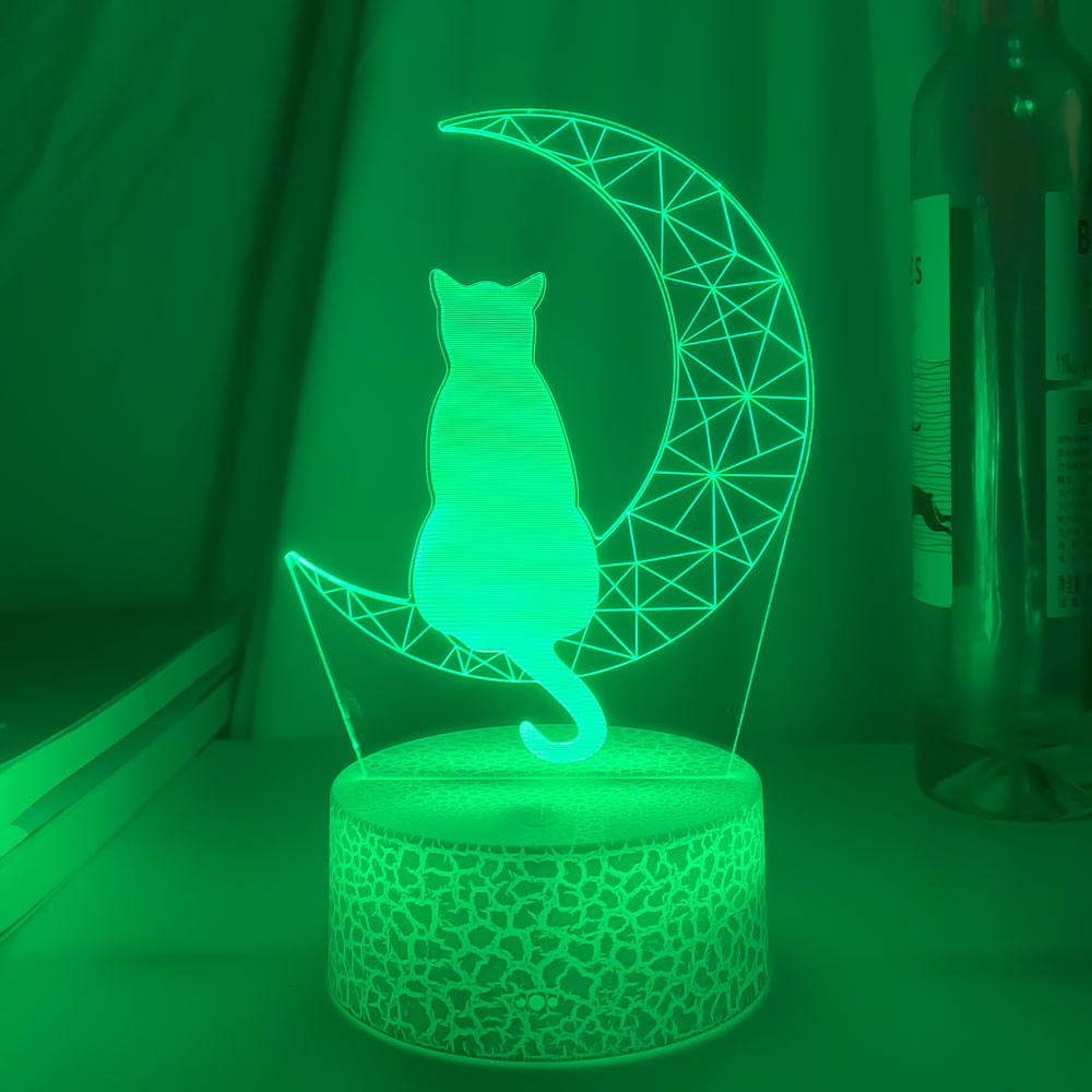 3D Cat Moon Acrylic LED Light