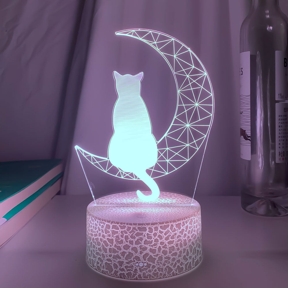 3D Cat Moon Acrylic LED Light